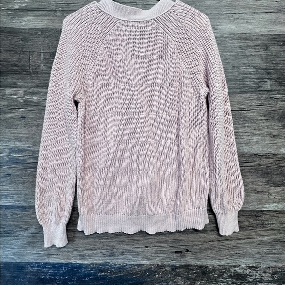 LOFT Pink V-Neck Sweater with Relaxed Fit and Soft Texture - Picture 2 of 6